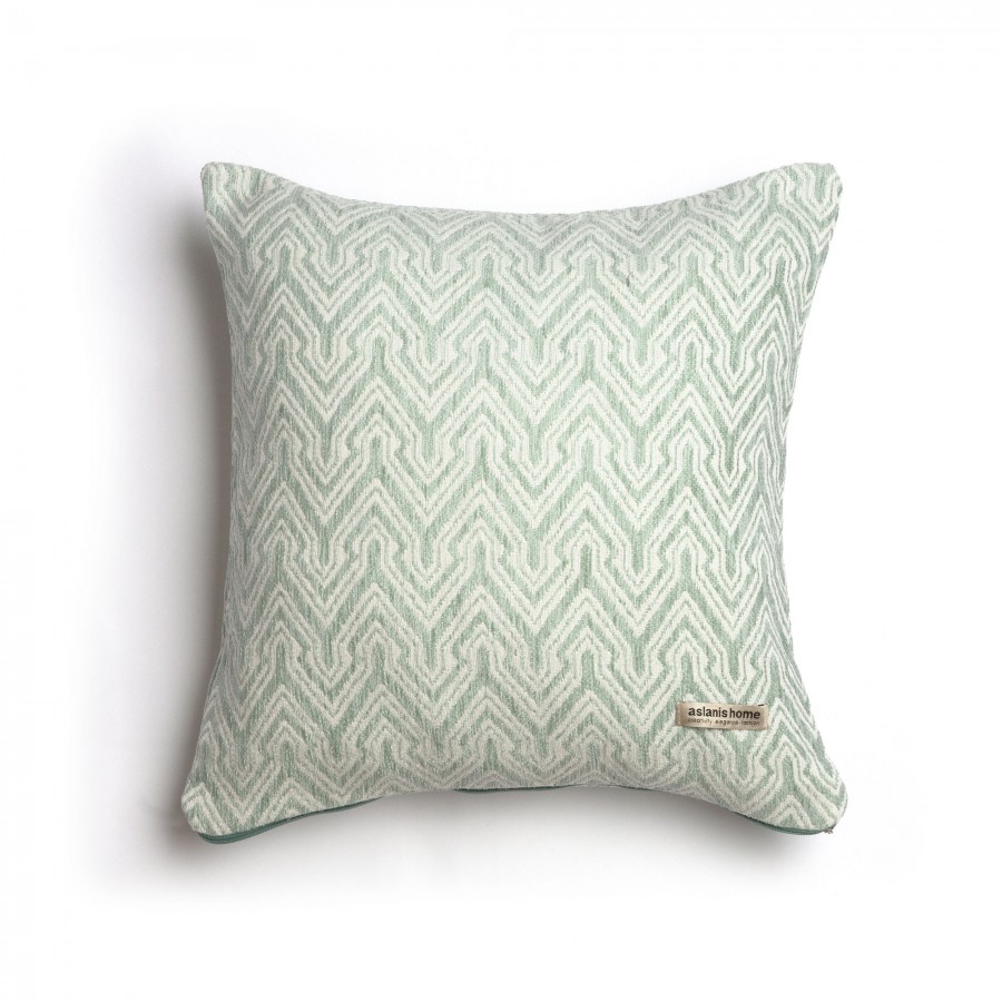 Διακοσμητική Μαξιλαροθήκη Tymfi Chenille Jacquard Μέντα/Ζαχαρί Classic 45X45 Aslanis Home
