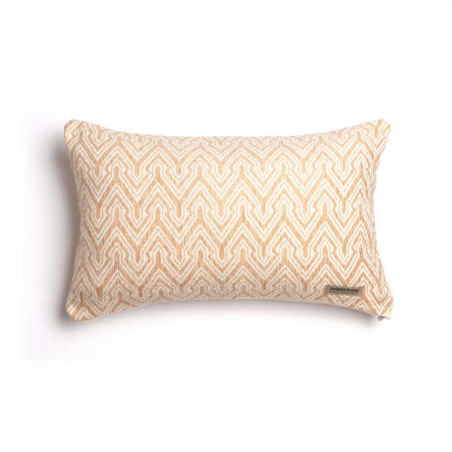 Διακοσμητική Μαξιλαροθήκη Tymfi Chenille Jacquard Μπεζ/Εκρού Classic 30X50 Aslanis Home