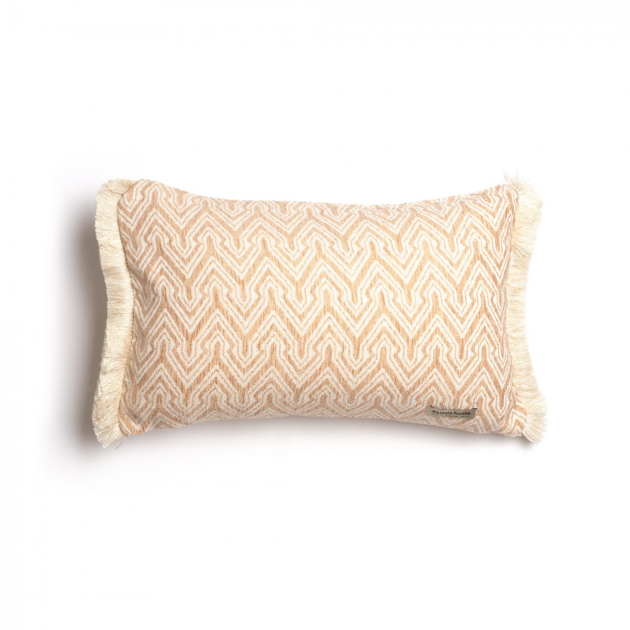 Διακοσμητική Μαξιλαροθήκη Tymfi Chenille Jacquard Μπεζ/Εκρού Trimming 30X50 Aslanis Home