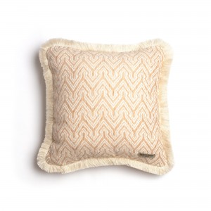 Διακοσμητική Μαξιλαροθήκη Tymfi Chenille Jacquard Μπεζ/Εκρού Trimming 45X45 Aslanis Home