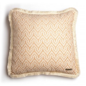 Διακοσμητική Μαξιλαροθήκη Tymfi Chenille Jacquard Μπεζ/Εκρού Trimming 60X60 Aslanis Home