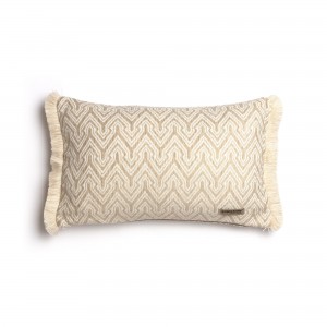 Διακοσμητική Μαξιλαροθήκη Tymfi Chenille Jacquard Σπαγγί/Εκρού Trimming 30X50 Aslanis Home