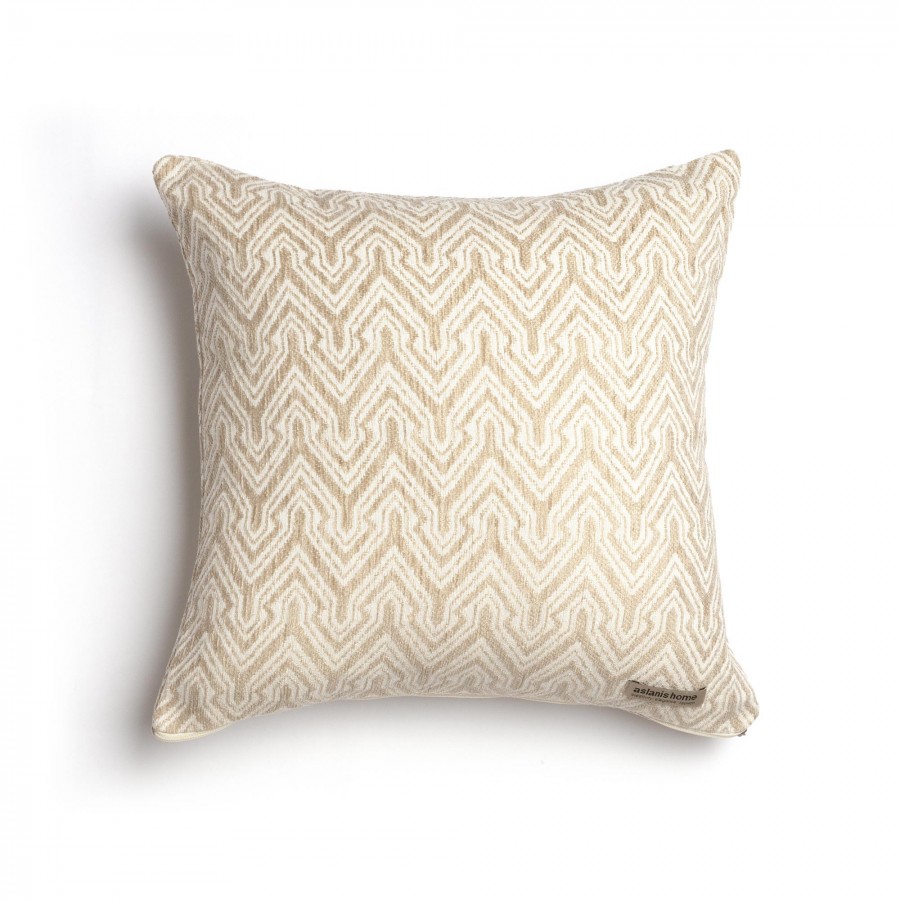 Διακοσμητική Μαξιλαροθήκη Tymfi Chenille Jacquard Σπαγγί/Εκρού Classic 45X45 Aslanis Home