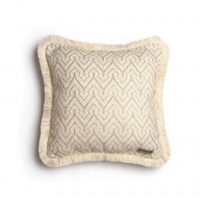 Διακοσμητική Μαξιλαροθήκη Tymfi Chenille Jacquard Σπαγγί/Εκρού Trimming 45X45 Aslanis Home