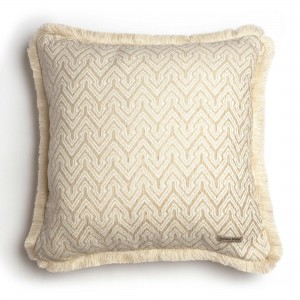 Διακοσμητική Μαξιλαροθήκη Tymfi Chenille Jacquard Σπαγγί/Εκρού Trimming 60X60 Aslanis Home