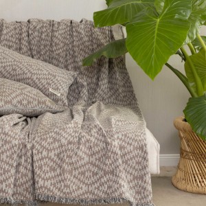 Ριχτάρι Τριθέσιου Καναπέ Akritas Chenille Jacquard Γκρι/Μπρονζέ 180X300 Aslanis Home