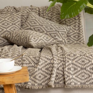 Ριχτάρι Διθέσιου Καναπέ Akritas Chenille Jacquard Μπεζ/Άμμου 180X250 Aslanis Home