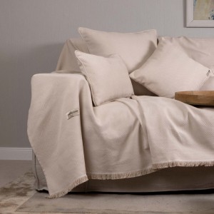 Ριχτάρι Τριθέσιου Καναπέ Atheras Jacquard Άμμου 180X300 Aslanis Home