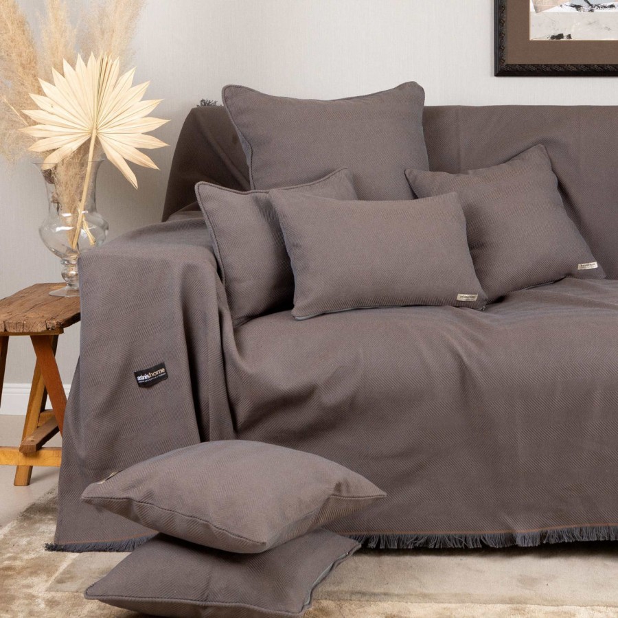 Ριχτάρι Τριθέσιου Καναπέ Atheras Jacquard Μπρονζέ 180X300 Aslanis Home