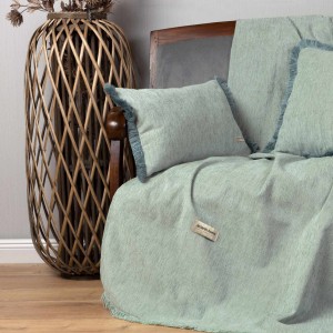 Ριχτάρι Τριθέσιου Καναπέ Four Seasons Chenille Μέντα 180X300 Aslanis Home
