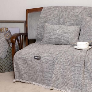 Ριχτάρι Τετραθέσιου Καναπέ Ismaros Chenille Jacquard Γκρι/Ασημί 180X350 Aslanis Home