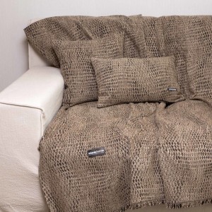 Ριχτάρι Τετραθέσιου Καναπέ Ismaros Chenille Jacquard Μπεζ/Μαύρο 180X350 Aslanis Home