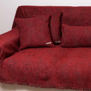 Ριχτάρι Πολυθρόνας Ismaros Chenille Jacquard Μπορντό/Γκρι 180X180 Aslanis Home