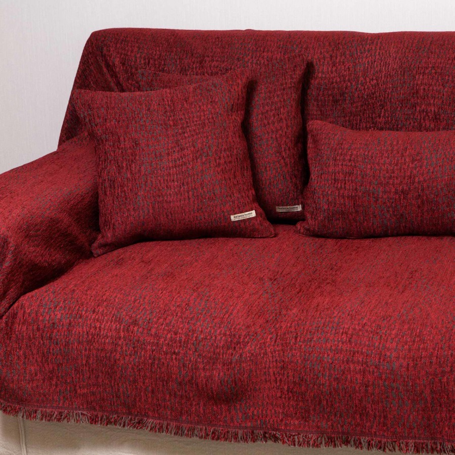 Ριχτάρι Πολυθρόνας Ismaros Chenille Jacquard Μπορντό/Γκρι 180X180 Aslanis Home