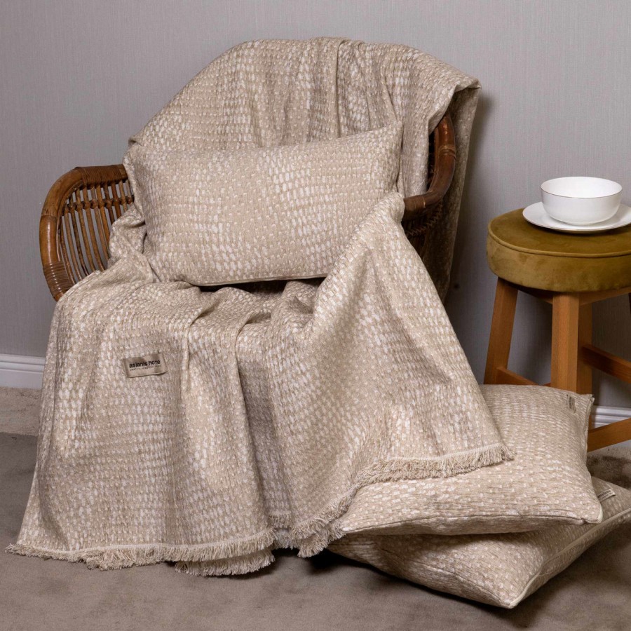 Ριχτάρι Πολυθρόνας Ismaros Chenille Jacquard Σπαγγί/Εκρού 180X180 Aslanis Home