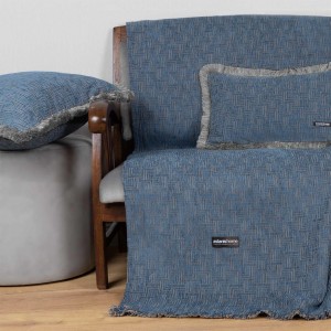 Ριχτάρι Τετραθέσιου Καναπέ New Maze Chenille Jacquard Μπλε 180X350 Aslanis Home