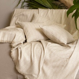 Ριχτάρι Τριθέσιου Καναπέ Onia Chenille Jacquard Άμμου/Εκρού 180X300 Aslanis Home