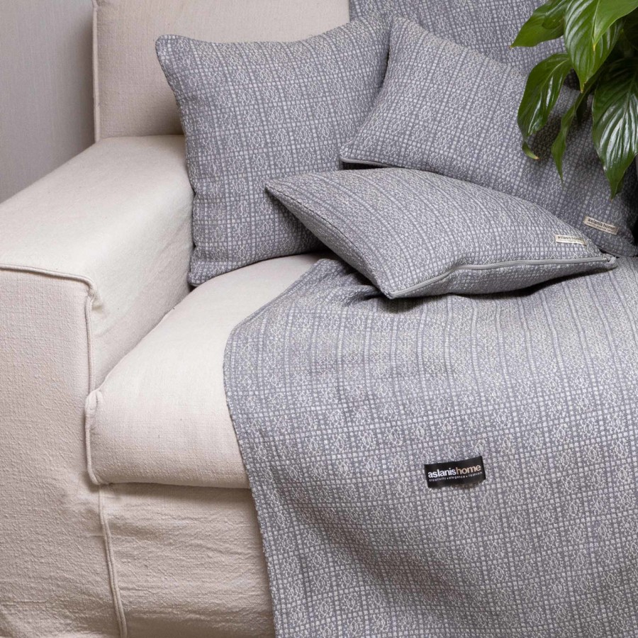 Ριχτάρι Διθέσιου Καναπέ Onia Chenille Jacquard Γκρι/Ασημί 180X250 Aslanis Home
