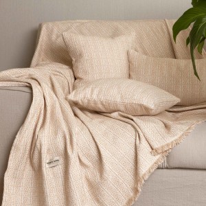 Ριχτάρι Πολυθρόνας Onia Chenille Jacquard Μπεζ/Εκρού 180X180 Aslanis Home