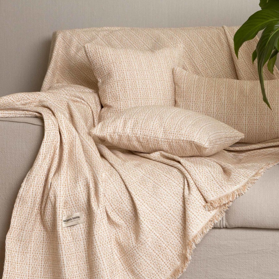 Ριχτάρι Πολυθρόνας Onia Chenille Jacquard Μπεζ/Εκρού 180X180 Aslanis Home
