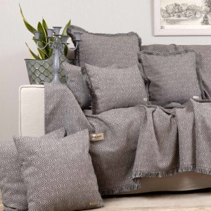 Ριχτάρι Πολυθρόνας Panion Chenille Jacquard Ανθρακί/Γκρι 180X180 Aslanis Home