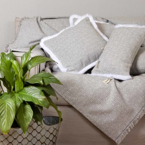 Ριχτάρι Τριθέσιου Καναπέ Panion Chenille Jacquard Γκρι/Ζαχαρί 180X300 Aslanis Home