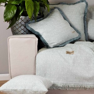 Ριχτάρι Πολυθρόνας Panion Chenille Jacquard Μέντα/Ζαχαρί 180X180 Aslanis Home