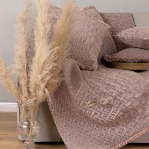 Ριχτάρι Τετραθέσιου Καναπέ Panion Chenille Jacquard Σάπιο Μήλο/Εκρού 180X350 Aslanis Home