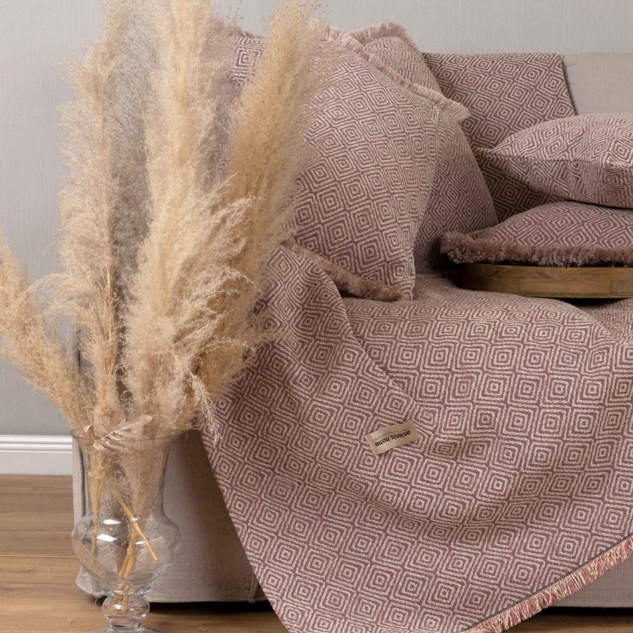 Ριχτάρι Τετραθέσιου Καναπέ Panion Chenille Jacquard Σάπιο Μήλο/Εκρού 180X350 Aslanis Home