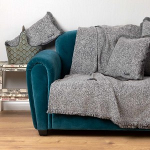 Ριχτάρι Πολυθρόνας Parnassos Chenille Jacquard Ανθρακί/Γκρι 180X180 Aslanis Home