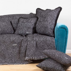 Ριχτάρι Τετραθέσιου Καναπέ Parnassos Chenille Jacquard Μαύρο/Γκρι 180X350 Aslanis Home