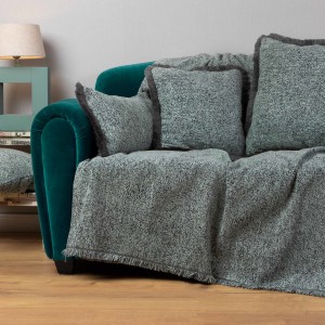 Ριχτάρι Πολυθρόνας Parnassos Chenille Jacquard Μέντα/Γκρι 180X180 Aslanis Home