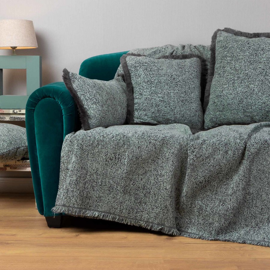 Ριχτάρι Πολυθρόνας Parnassos Chenille Jacquard Μέντα/Γκρι 180X180 Aslanis Home