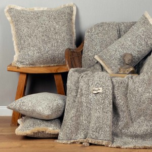 Ριχτάρι Τριθέσιου Καναπέ Parnassos Chenille Jacquard Μπεζ/Άμμου 180X300 Aslanis Home