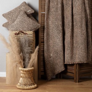 Ριχτάρι Τριθέσιου Καναπέ Parnassos Chenille Jacquard Μπεζ/Σοκολατί 180X300 Aslanis Home