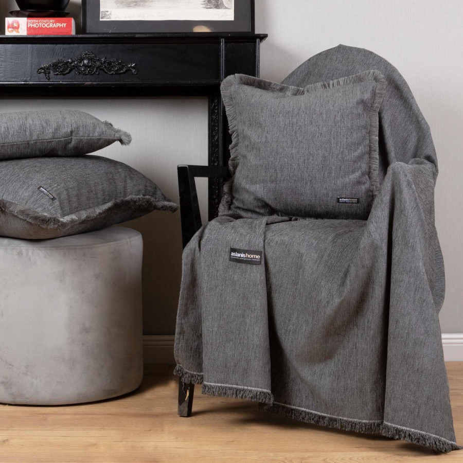 Ριχτάρι Διθέσιου Καναπέ Four Seasons Chenille Γκρι 180X250 Aslanis Home