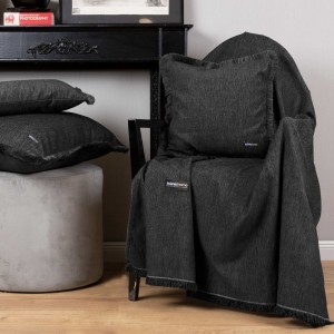 Ριχτάρι Διθέσιου Καναπέ Four Seasons Chenille Μαύρο 180X250 Aslanis Home