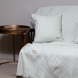 Ριχτάρι Πολυθρόνας Tymfi Chenille Jacquard Μέντα/Ζαχαρί 180X180 Aslanis Home