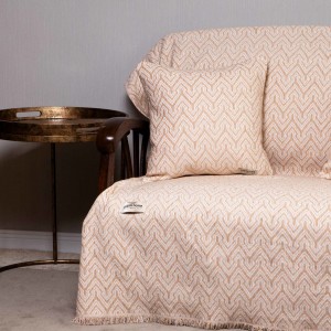 Ριχτάρι Τριθέσιου Καναπέ Tymfi Chenille Jacquard Μπεζ/Εκρού 180X300 Aslanis Home