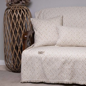 Ριχτάρι Τριθέσιου Καναπέ Tymfi Chenille Jacquard Σπαγγί/Εκρού 180X300 Aslanis Home