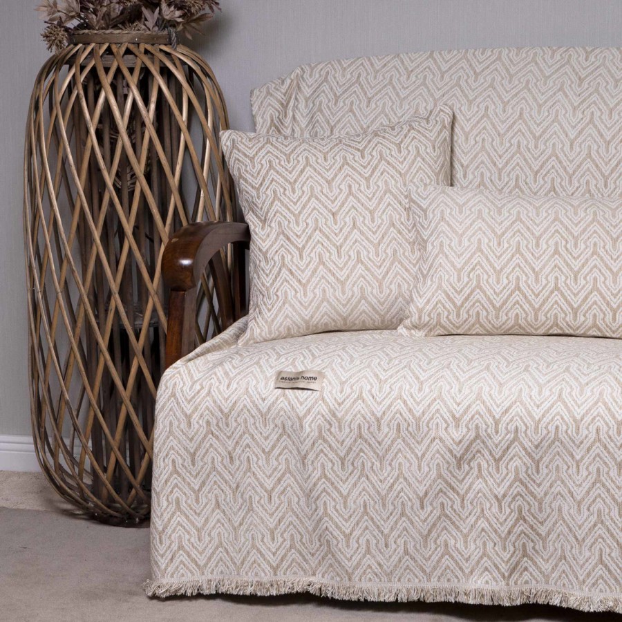 Ριχτάρι Τριθέσιου Καναπέ Tymfi Chenille Jacquard Σπαγγί/Εκρού 180X300 Aslanis Home