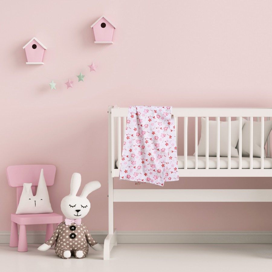 Das Baby Σετ Σεντόνια Λίκνου Fun 4917 Ροζ/Λευκό