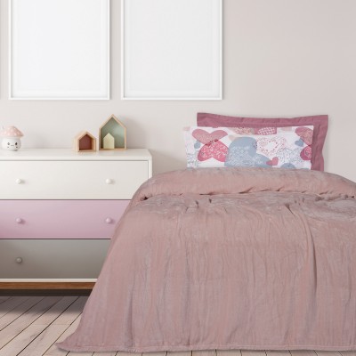 Das Home Κουβέρτα Velour Μονή 1346 Ροζ