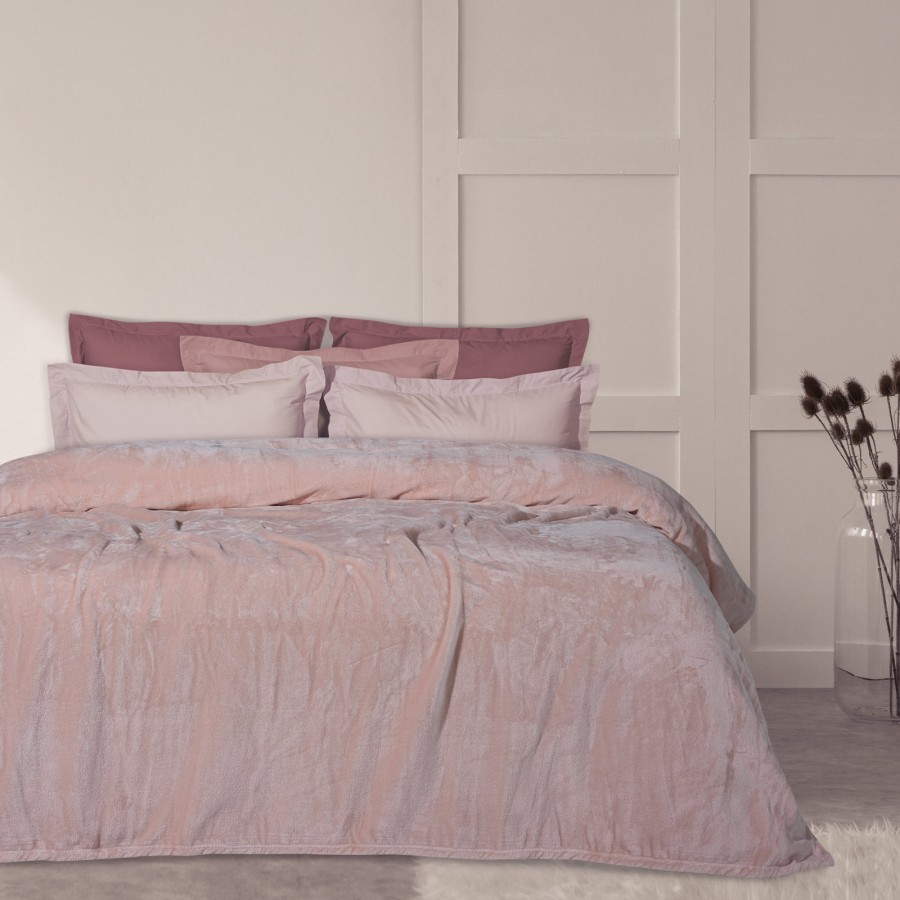 Das Home Κουβέρτα Velour Υπέρδιπλη 1346 Ροζ
