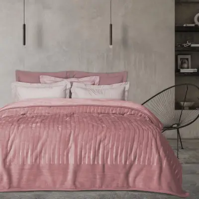 Das Home Κουβέρτα Velour Υπέρδιπλη 1352 Ροζ