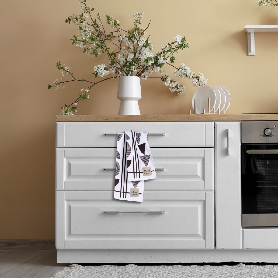 Das Home Σετ Ποτηρόπανα 2Τμχ 40X40 Γκρι/Λευκό