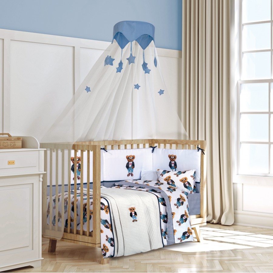 Κουβέρτα Πικέ 110Χ150 Baby 8838 Λευκό/ Μπλε Σκούρο Greenwich Polo Club