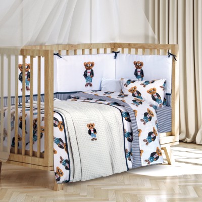 Κουβέρτα Πικέ 110Χ150 Baby 8838 Λευκό/ Μπλε Σκούρο Greenwich Polo Club