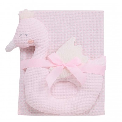 DAS BABY ΚΟΥΒΕΡΤΑ ΠΙΚΕ 75X100 RELAX 4956 PINK, WHITE