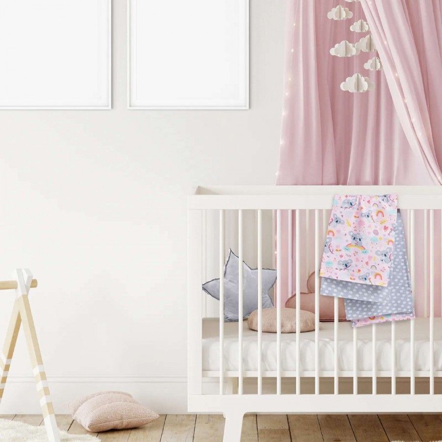 Das Baby Σετ Σεντόνια Λίκνου Fun 4934 Γκρι/Ροζ